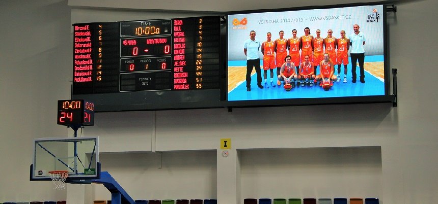 LED obrazovka - scoreboard - scoreboardy - výsledkové tabule - sportovní hala Královka